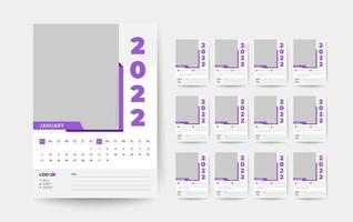 2022 wall calendar design template, modern 12 month calendar design template vector