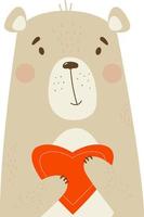 Cute bear  with heart. Vector illustration