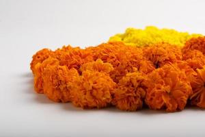 Marigold Flower rangoli Design for Diwali Festival , Indian Festival flower decoration photo