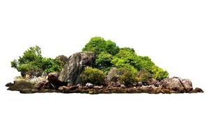 The trees. Mountain on the island and rocks.Isolated on White background photo