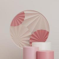 3D illustration rendering image of empty space mockup podium geometric shape for product display photo