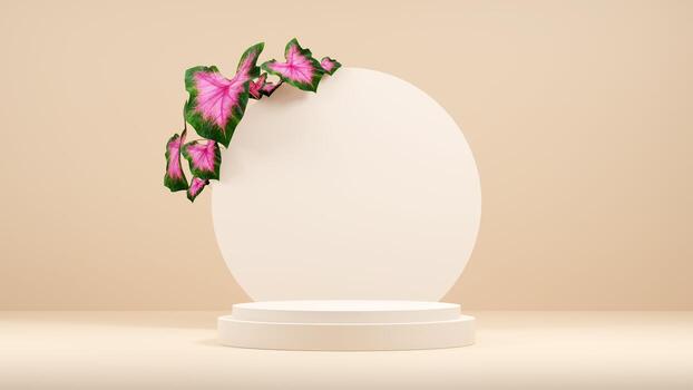 3D illustration rendering image of empty space mockup podium nature themed for product display photo