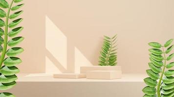 3D illustration rendering image of empty space mockup podium nature themed for product display photo