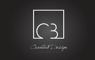 CB Square Frame Letter Logo Design with Black and White Colors. vector