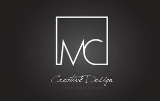 MC Square Frame Letter Logo Design with Black and White Colors. vector