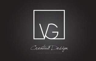Diseño de logotipo de letra de marco cuadrado vg con colores blanco y negro. vector