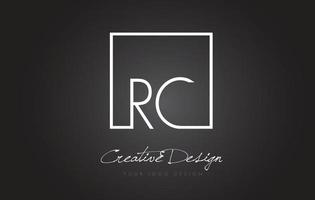 RC Square Frame Letter Logo Design with Black and White Colors. vector