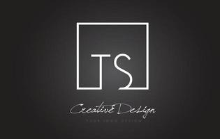 TS Square Frame Letter Logo Design with Black and White Colors. vector