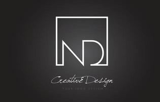 ND Square Frame Letter Logo Design with Black and White Colors. vector