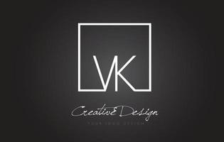 VK Square Frame Letter Logo Design with Black and White Colors. vector