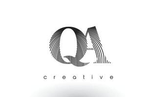 QA Logo Design With Multiple Lines and Black and White Colors. vector