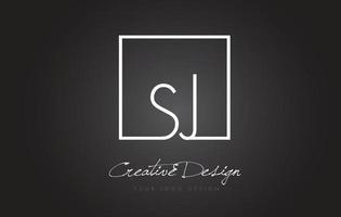 SJ Square Frame Letter Logo Design with Black and White Colors. vector