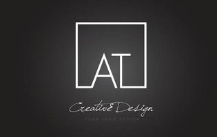 AT Square Frame Letter Logo Design with Black and White Colors. vector