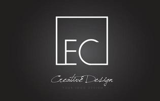 EC Square Frame Letter Logo Design with Black and White Colors. vector