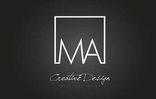 MA Square Frame Letter Logo Design with Black and White Colors. vector