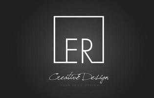 ER Square Frame Letter Logo Design with Black and White Colors. vector