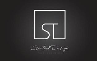ST Square Frame Letter Logo Design with Black and White Colors. vector