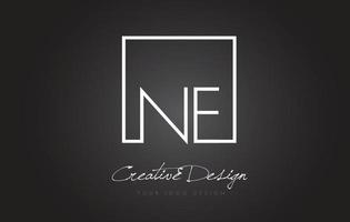 NE Square Frame Letter Logo Design with Black and White Colors. vector