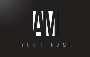 AM Letter Logo With Black and White Negative Space Design. vector