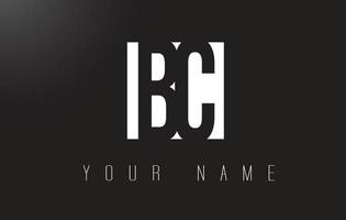 BC Letter Logo With Black and White Negative Space Design. vector