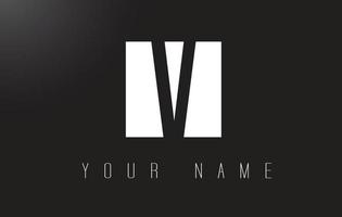 V Letter Logo With Black and White Negative Space Design. vector