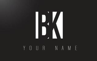 logotipo de letra bk con diseño de espacio negativo en blanco y negro. vector