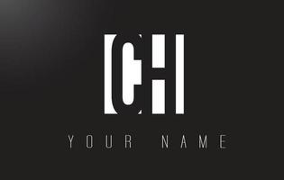 CH Letter Logo With Black and White Negative Space Design. vector