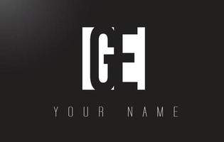 logotipo de letra ge con diseño de espacio negativo en blanco y negro. vector