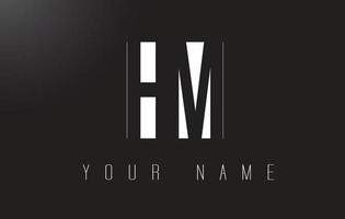 HM Letter Logo With Black and White Negative Space Design. vector