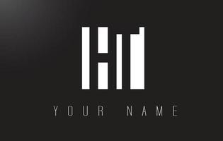 HT Letter Logo With Black and White Negative Space Design. vector