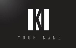 KI Letter Logo With Black and White Negative Space Design. vector