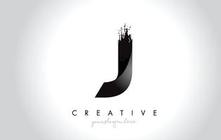 J Letter Design with Brush Stroke and Modern 3D Look. vector