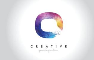 O Paintbrush Letter Design with Watercolor Brush Stroke and Modern Vibrant Colors vector