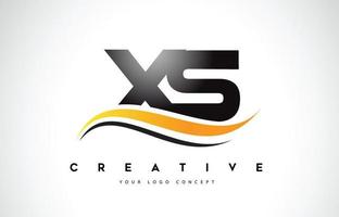 XS X S Swoosh Letter Logo Design with Modern Yellow Swoosh Curved Lines. vector