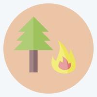 icono de incendio forestal en un estilo moderno y plano aislado en un fondo azul suave vector