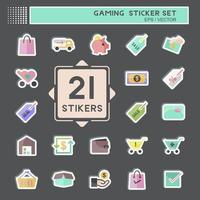 Shopping Sticker Set in trendy isolated on black background vector