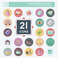 Shopping Icon Set in trendy flat style isolated on soft blue background vector