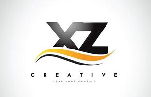 XZ X Z Swoosh Letter Logo Design with Modern Yellow Swoosh Curved Lines. vector