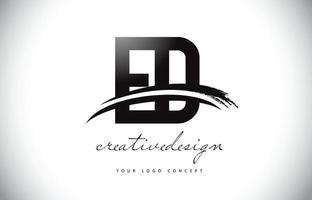 ED E D Letter Logo Design with Swoosh and Black Brush Stroke. vector