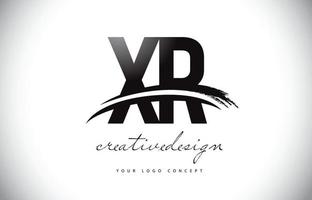 XR X R Letter Logo Design with Swoosh and Black Brush Stroke. vector