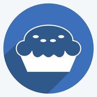 Pie Icon in trendy long shadow style isolated on soft blue background vector