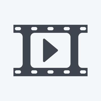 Video Reel Icon in trendy glyph style isolated on soft blue background