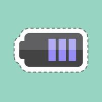 Half Battery Sticker in trendy line cut isolated on blue background vector