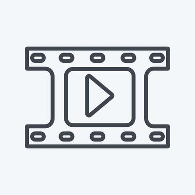 Video Reel Icon in trendy line style isolated on soft blue background