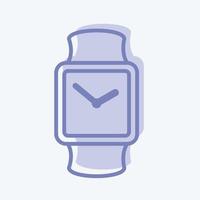 elegante icono de reloj en un moderno estilo de dos tonos aislado en un fondo azul suave vector