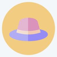 icono de sombrero en estilo plano de moda aislado sobre fondo azul suave vector