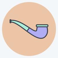 Smoking Pipe Icon in trendy color mate style isolated on soft blue background vector