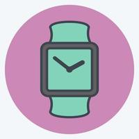 Stylish Watch Icon in trendy color mate style isolated on soft blue background vector