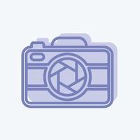 Camera I Icon in trendy two tone style isolated on soft blue background vector