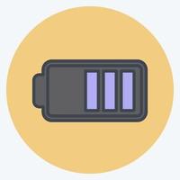 Half Battery Icon in trendy color mate style isolated on soft blue background vector